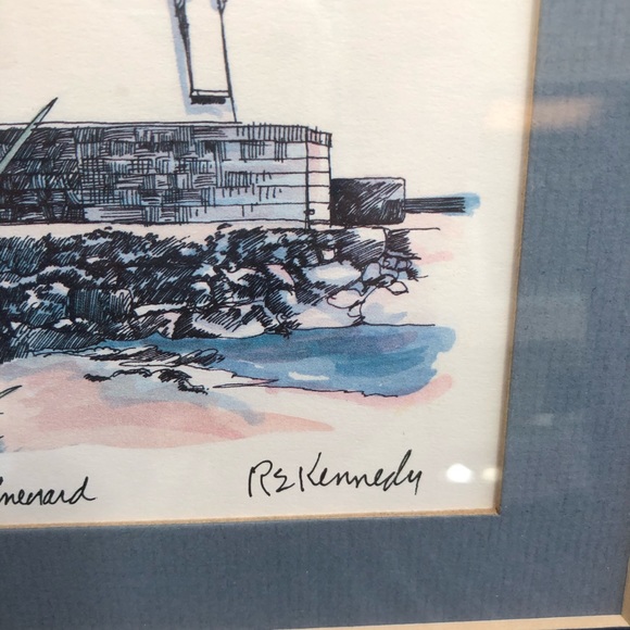 Robert E. Kennedy Edgartown Light, Martha’s Vineyard In Brushed Aluminum Frame - Picture 4 of 8